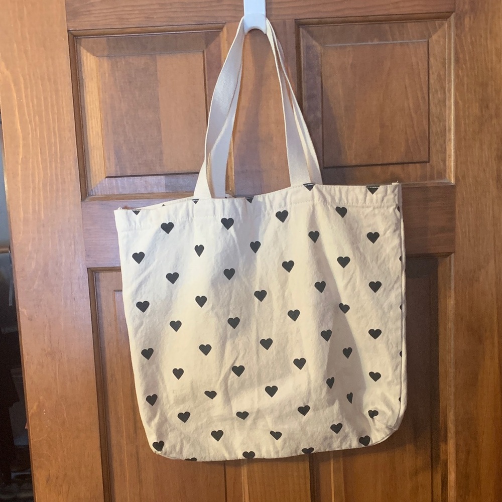 Heart Patterned canvas Tote Bag
